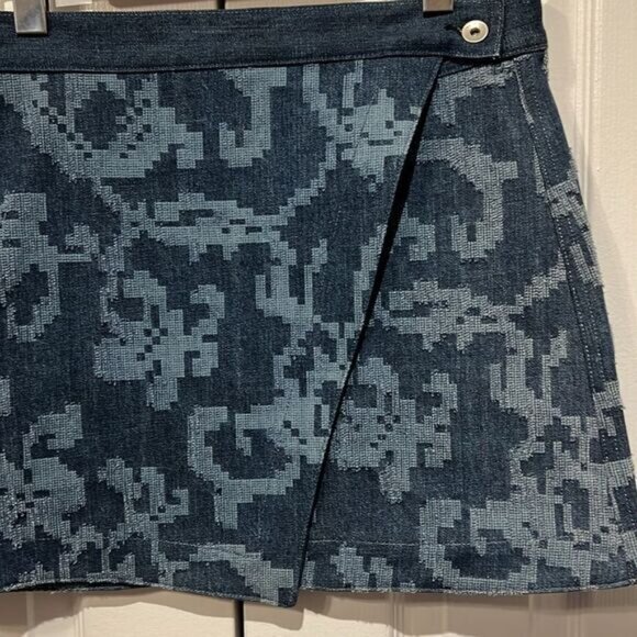 Rag & Bone Marina Textured Blue Indigo Wrap Denim Mini Skirt Size 6 - Picture 4 of 13